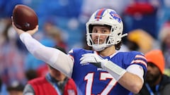 ORCHARD PARK, NEW YORK - DECEMBER 29: Quarterback Josh Allen #17 of the Buffalo Bills warms up prior to a game against the New York Jets at Highmark Stadium on December 29, 2024 in Orchard Park, New York.   Bryan M. Bennett/Getty Images/AFP (Photo by Bryan M. Bennett / GETTY IMAGES NORTH AMERICA / Getty Images via AFP)